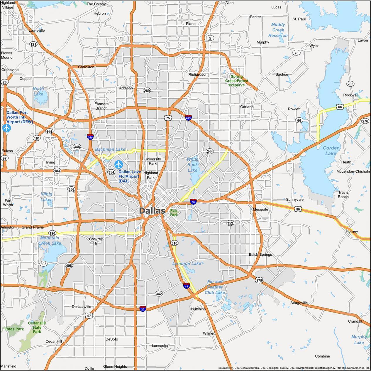 Map of the Dallas-Fort Worth metroplex service area